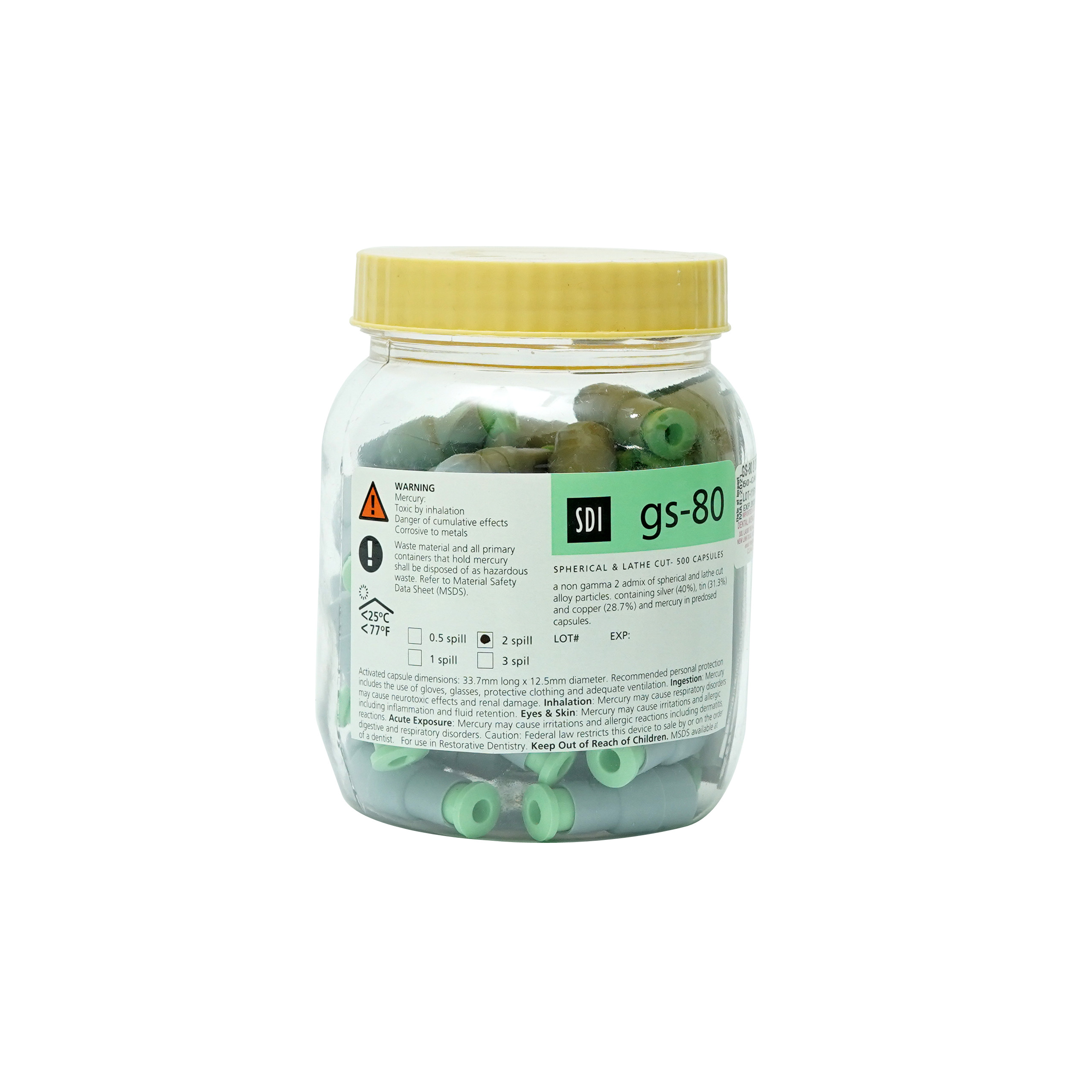 SDI GS-80 CAPS Amalgam Capsules 2 Spill Pack Of 50 Caps